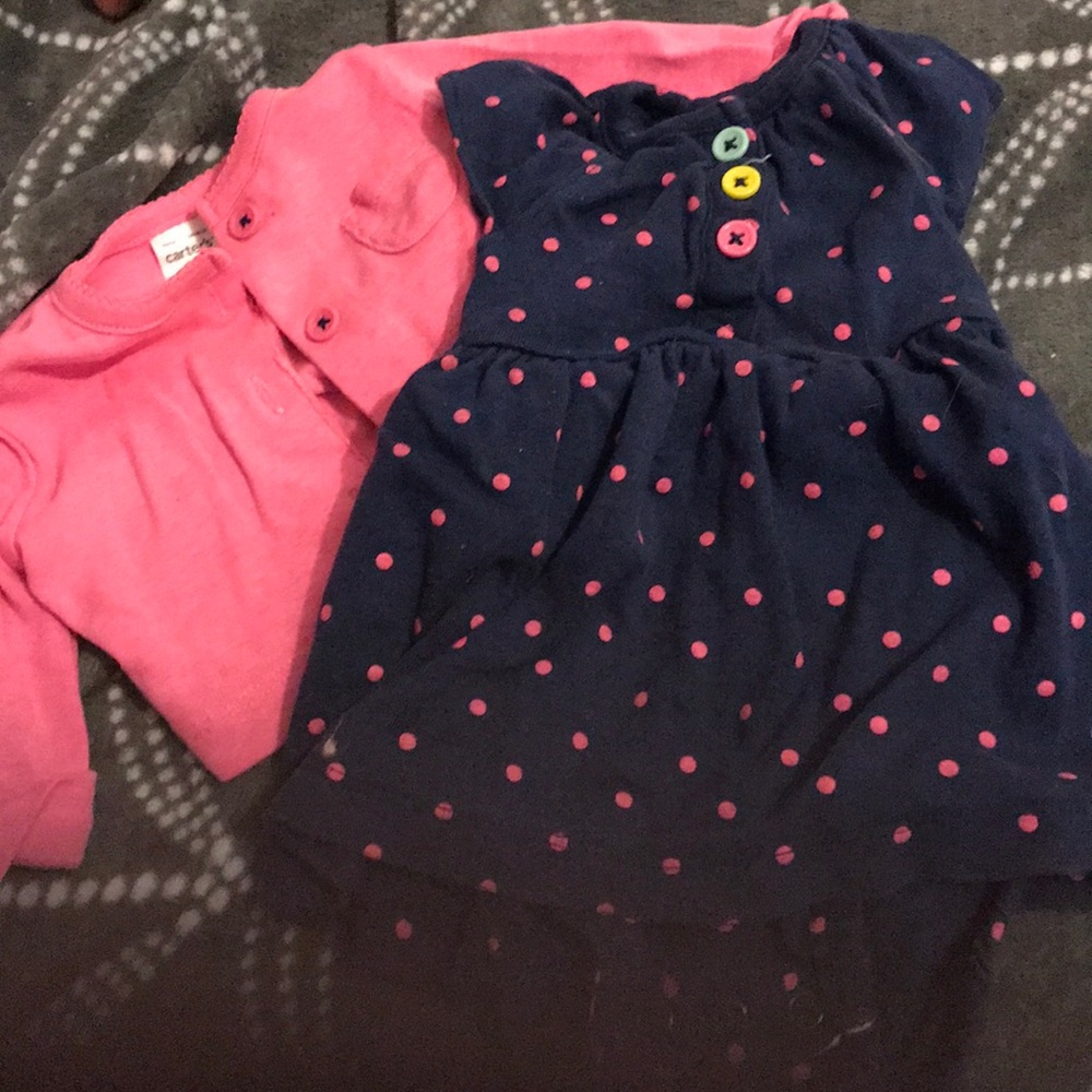 0-3 month baby dress and matching cardigan